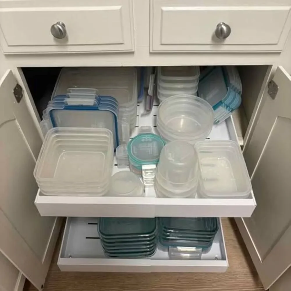 2 pack pull-out cabinet organizer expandable drawer white metal 21